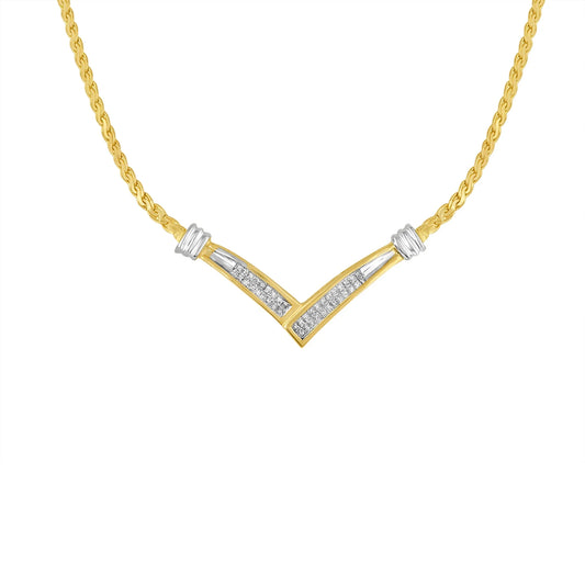 10k White Gold .5 TDW V Shape Necklace