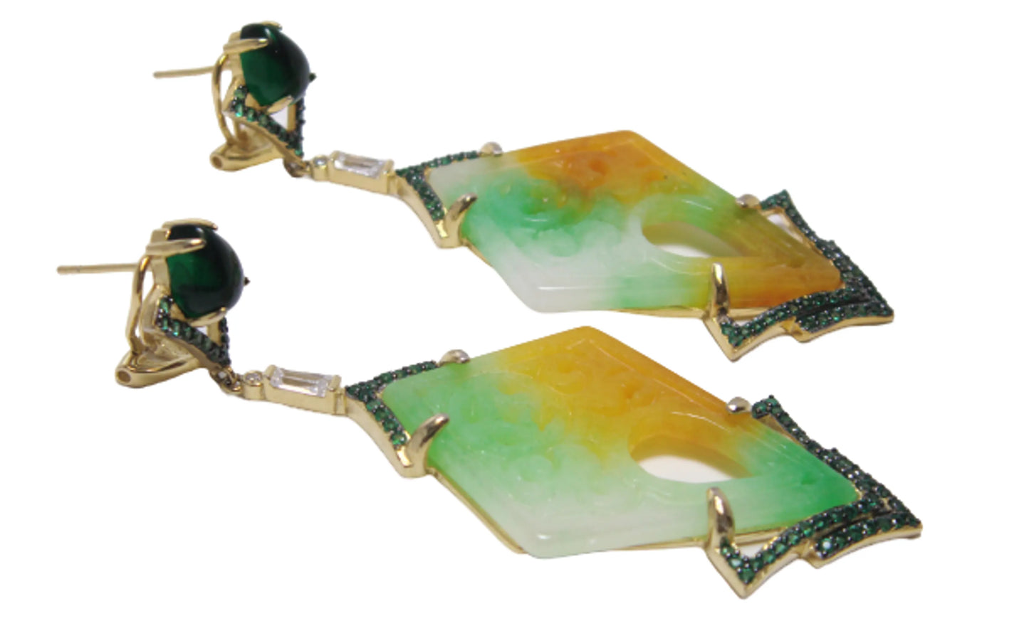 Multi Color Jade Hand Made Earrings side view