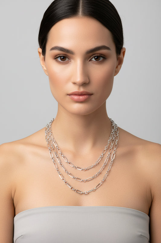 Triple Small Multi Link Chain Necklace