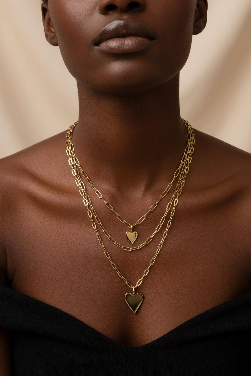 Triple Layer Small and Medium Helena Pendant Necklace