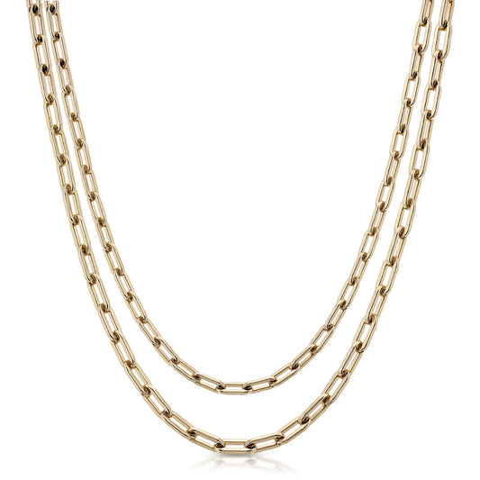 Double Medium Link Mask Chain in gold