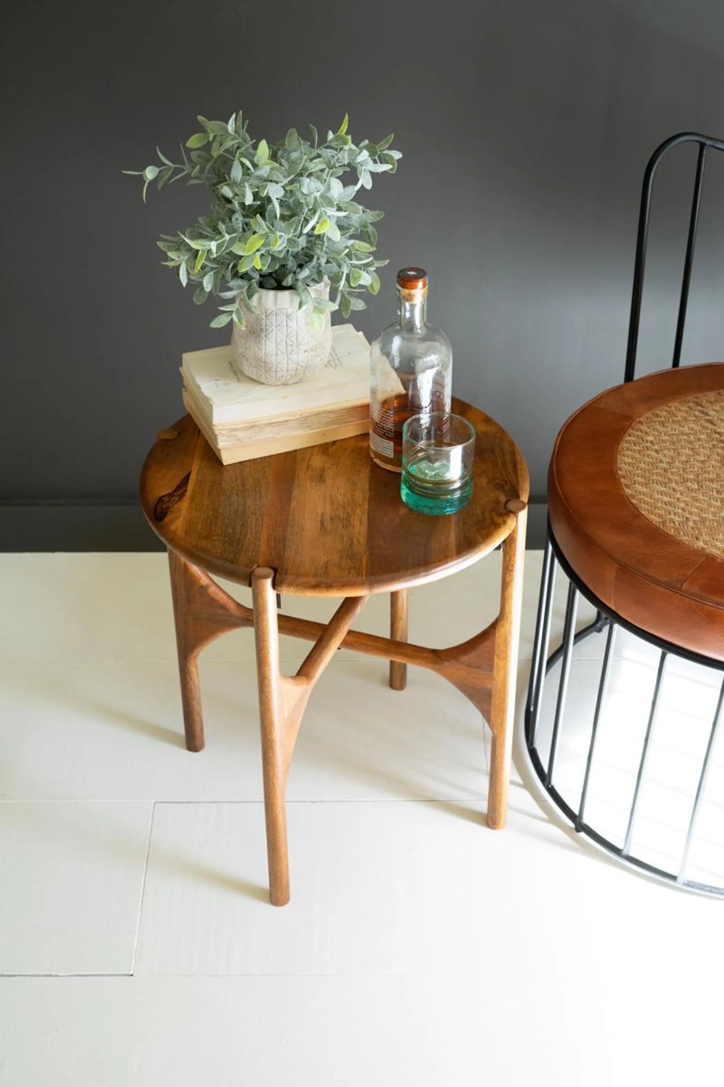 Round Mango Wood Accent Table by Kalalou