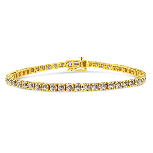 14k Gold Plated Silver Diamond Classic Link Tennis Bracelet