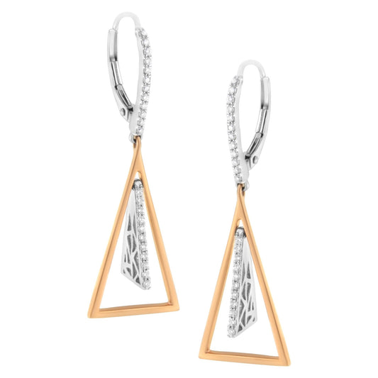 14K Rose and White Gold 3/8 Cttw Diamond Windchime Drop and Dangle Earrings (G - H Color, SI1 - SI2 Clarity) - Nobiliving