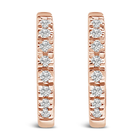14K Rose Gold 1/5 CTW Diamond Huggie Hoop Earrings - Nobiliving