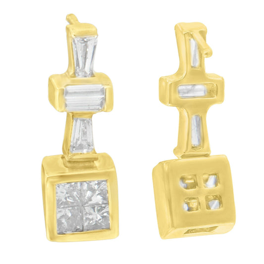 14K Yellow Gold 1/13 cttw Diamond Hoop Earrings (G - H, VS1 - VS2) - Nobiliving