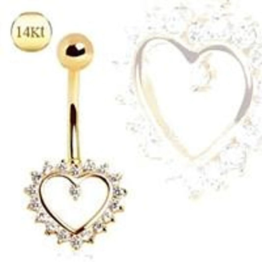 14Kt. Gold Navel Ring with Heart - Nobiliving