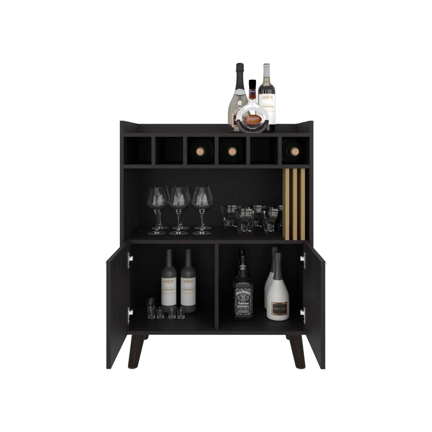 Bar Cabinet with Six Bottle Cubbies, Vance 40" High