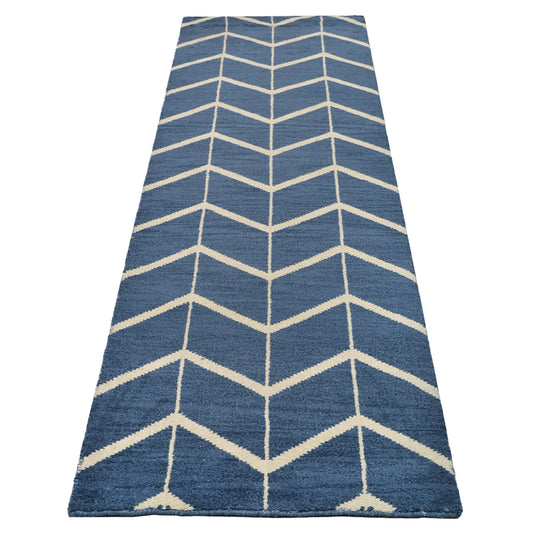 Rugsotic Carpets Hand Knotted Wool 2'6''x10' Runner Area Rug Geometric