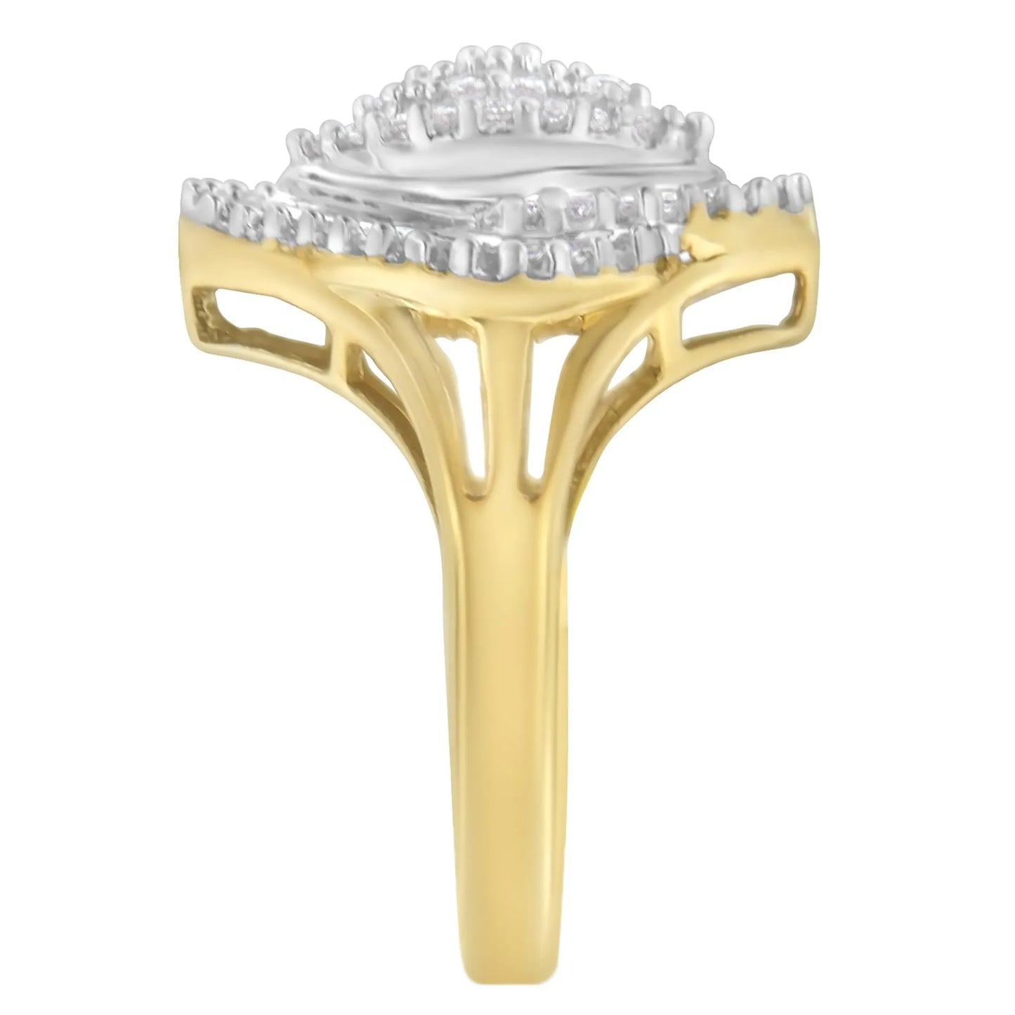 10K Yellow Gold Diamond Cocktail Ring side view