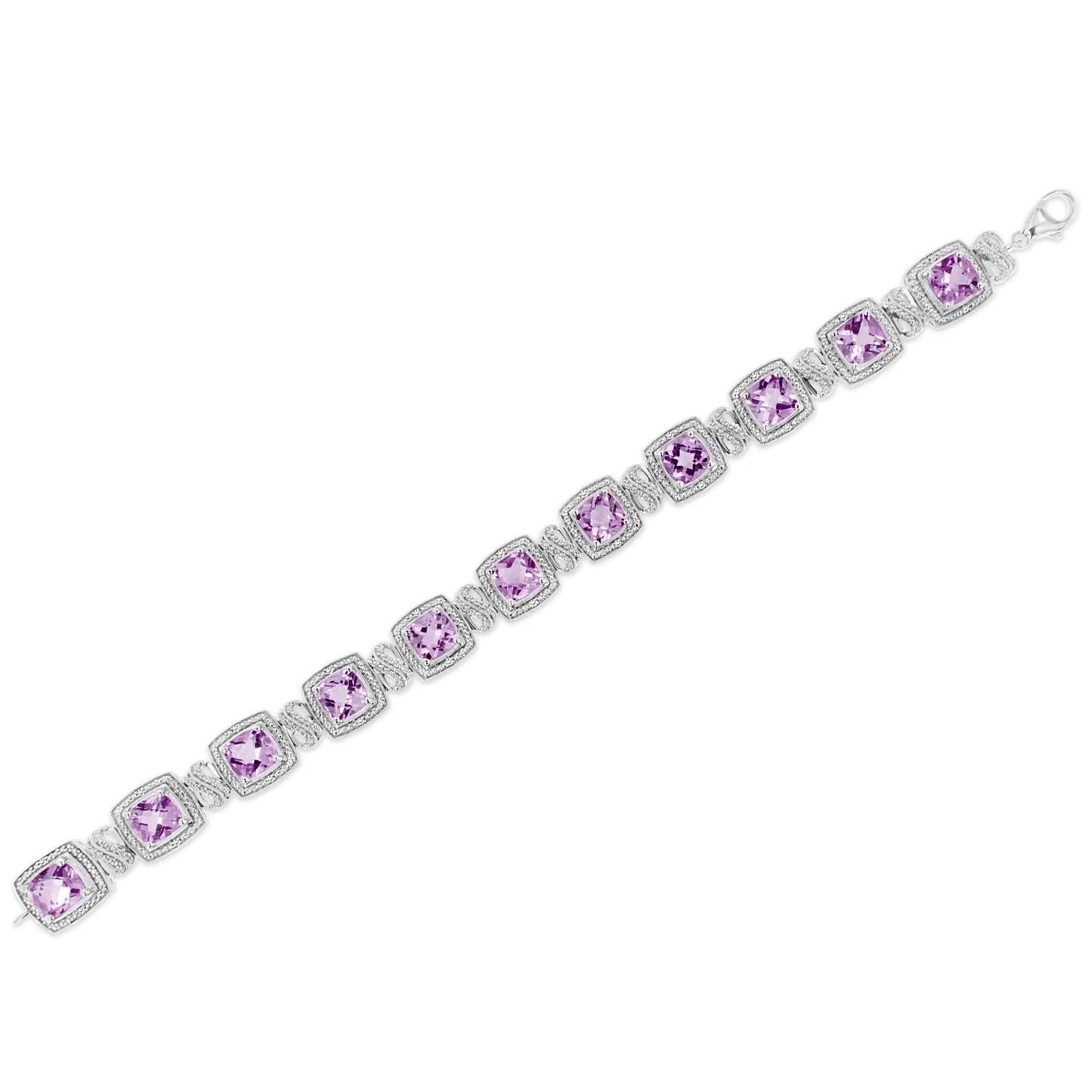 Purple Amethyst and Diamond Square Shape Tennis Bracelet