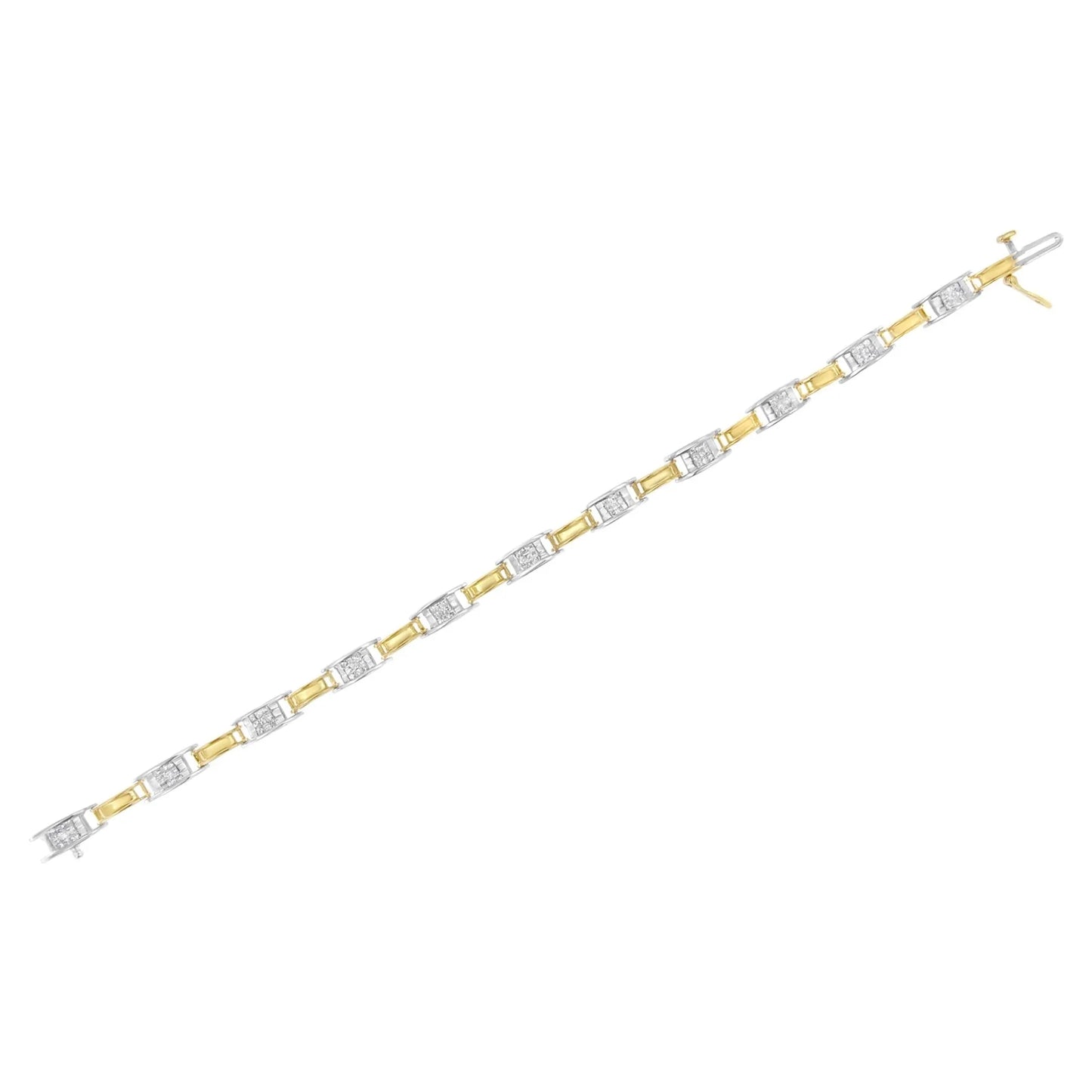 14K Two-Tone Gold 1.00 Cttw Princess-Cut Diamond Chain Link Bracelet