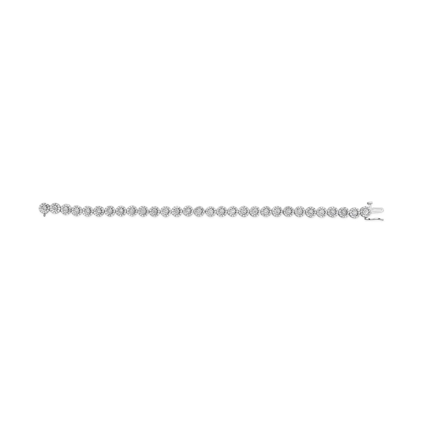 14K White Gold 2.00 Cttw Diamond Halo Link Tennis Bracelet