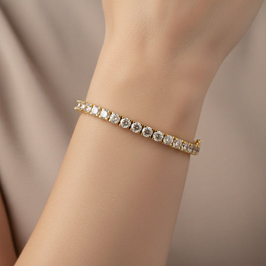 14K Yellow Gold Plated .925 Sterling Silver 8.0 Cttw Diamond Classic Link Tennis Bracelet