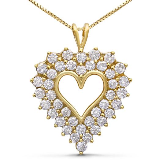 Diamond Shadow Frame Heart Pendant Necklace