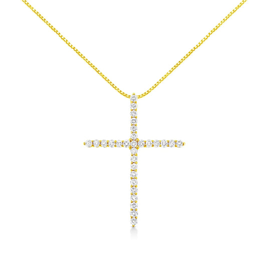 Round Brilliant Cut Diamond Cross Pendant Necklace