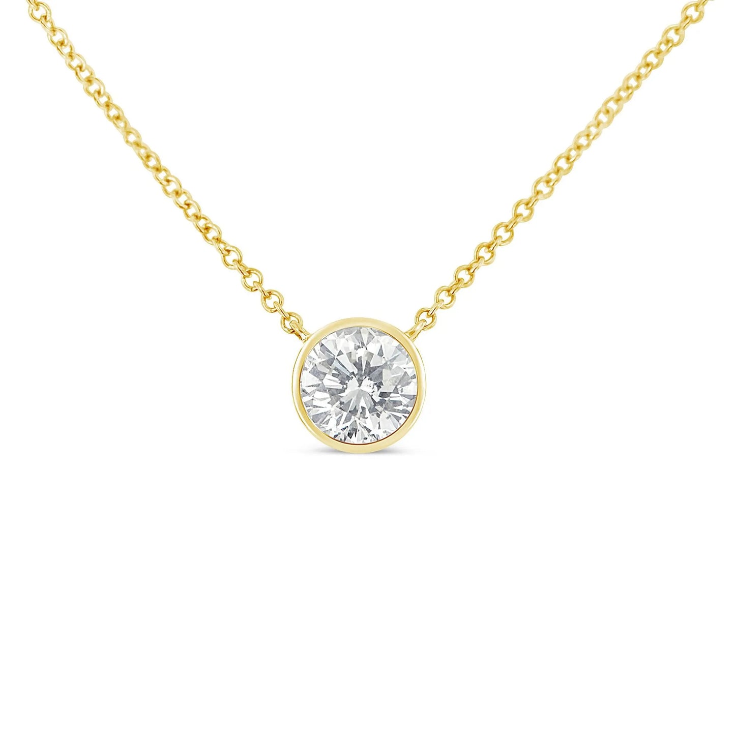 10K Yellow Gold Round Brilliant-Cut Diamond Solitaire 16"-18" Pendant Necklace