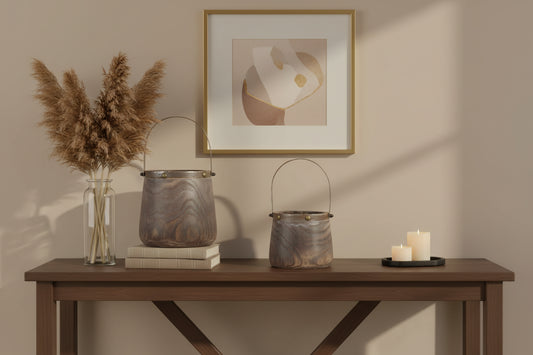 Decorative Wooden Pails (Set of 2)