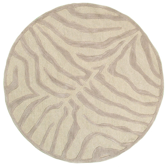 8 Round Taupe Zebra Pattern Area Rug