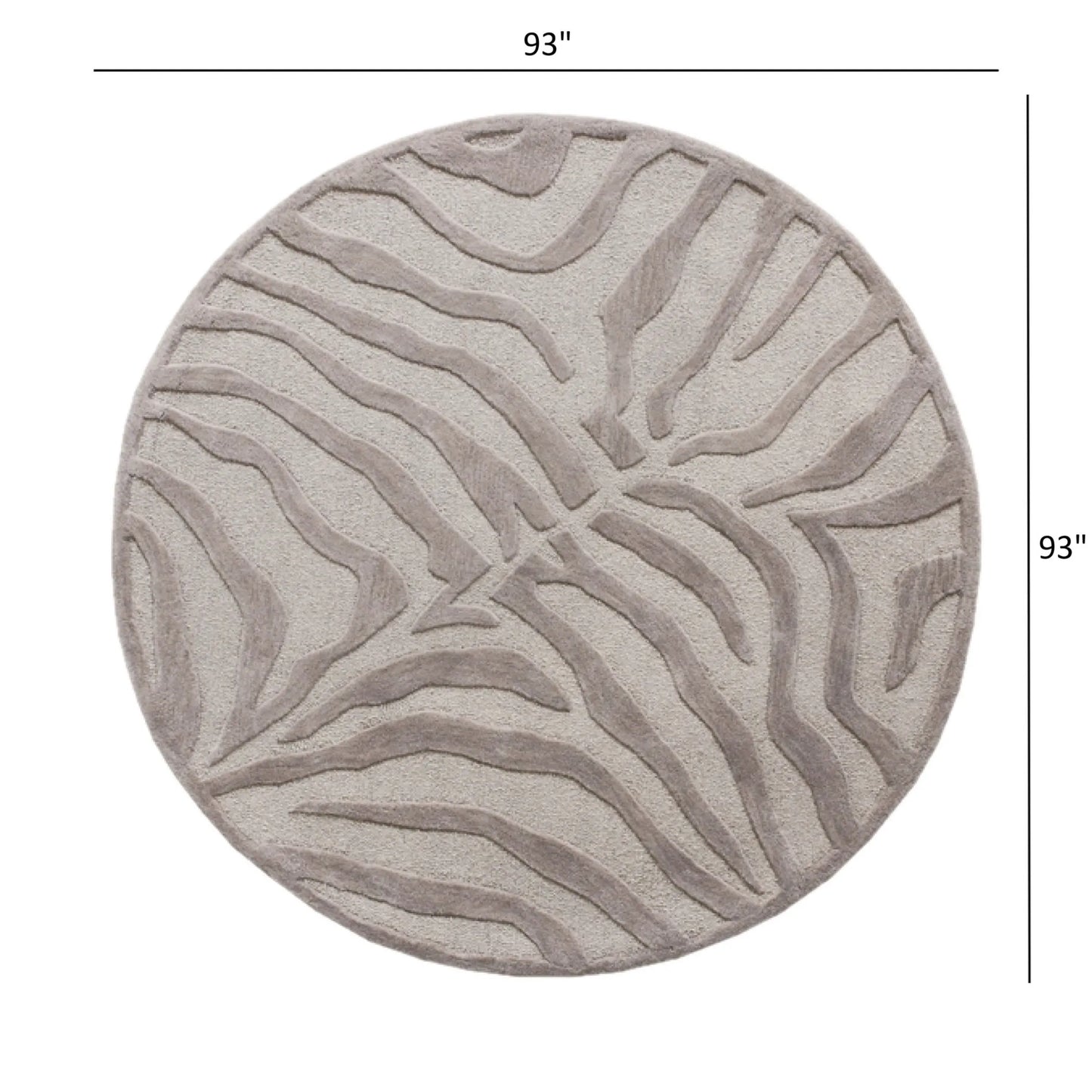 8 Round Taupe Zebra Pattern Area Rug
