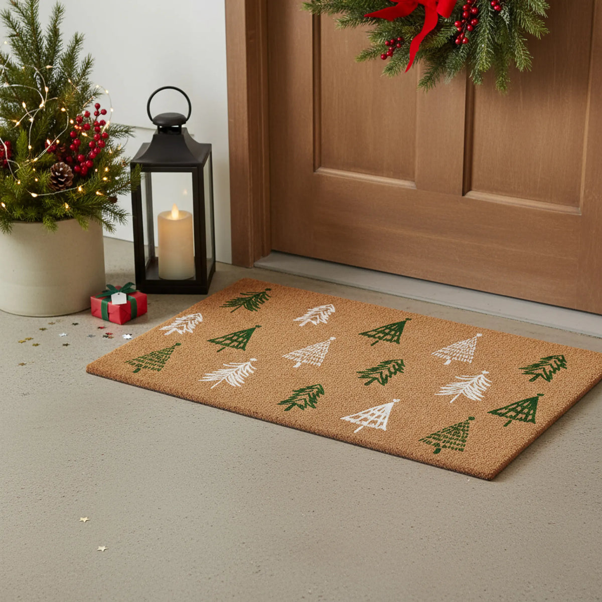 Christmas Trees Outdoor Coir Door Mat