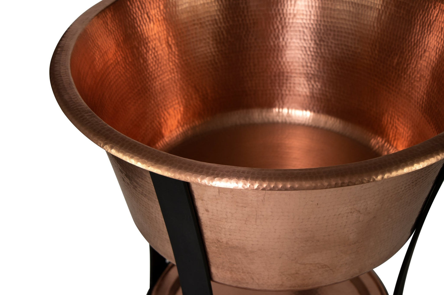 24" Round Bucket Hammered Copper Cooler - nobiliving.com
