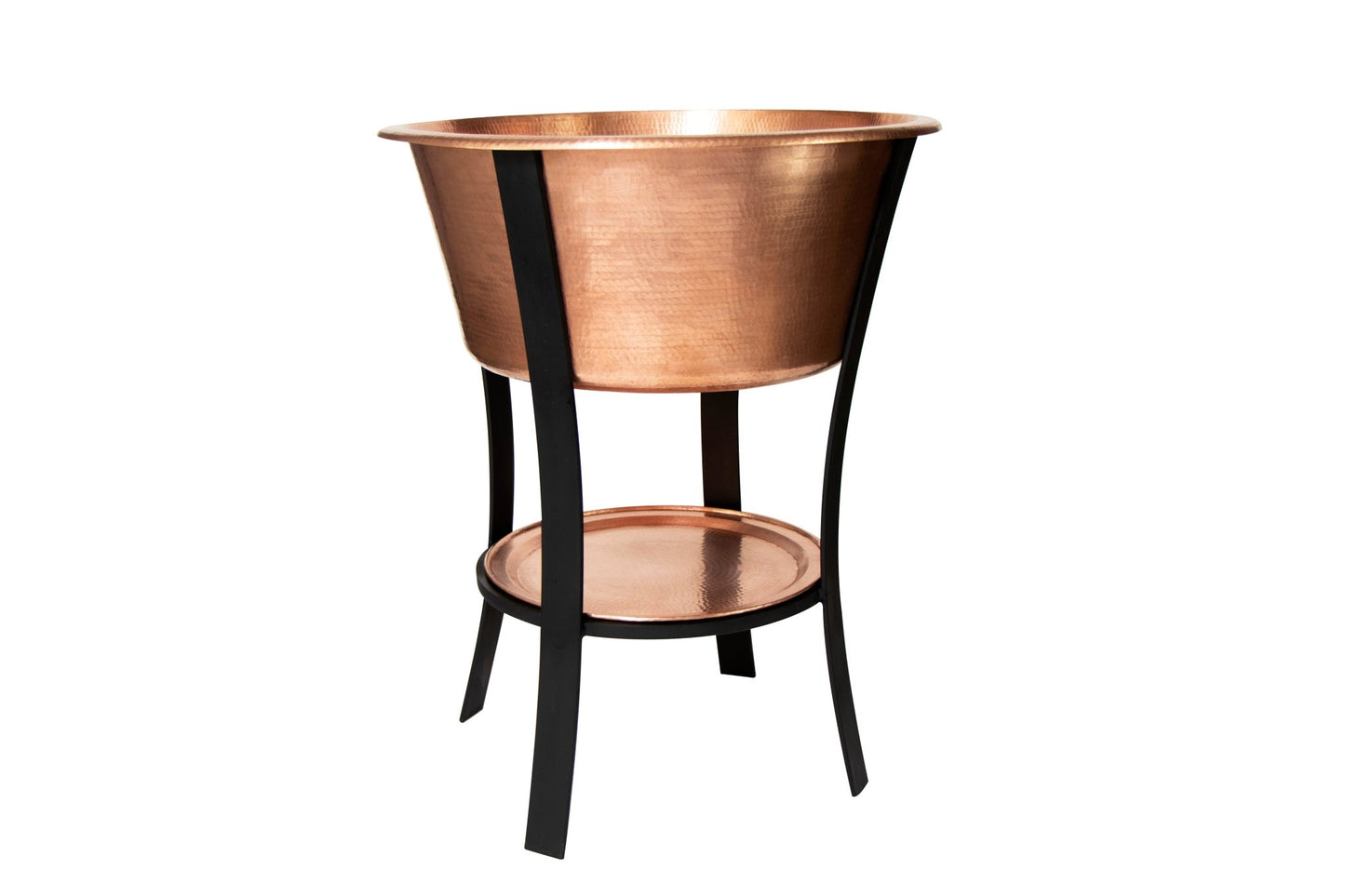 24" Round Bucket Hammered Copper Cooler - nobiliving.com