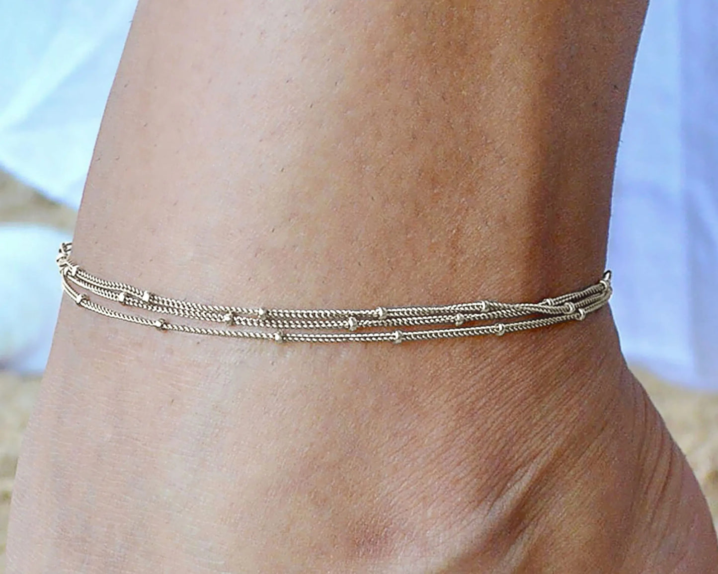 Dainty Silver Chain Ankle Bracelet - Handmade