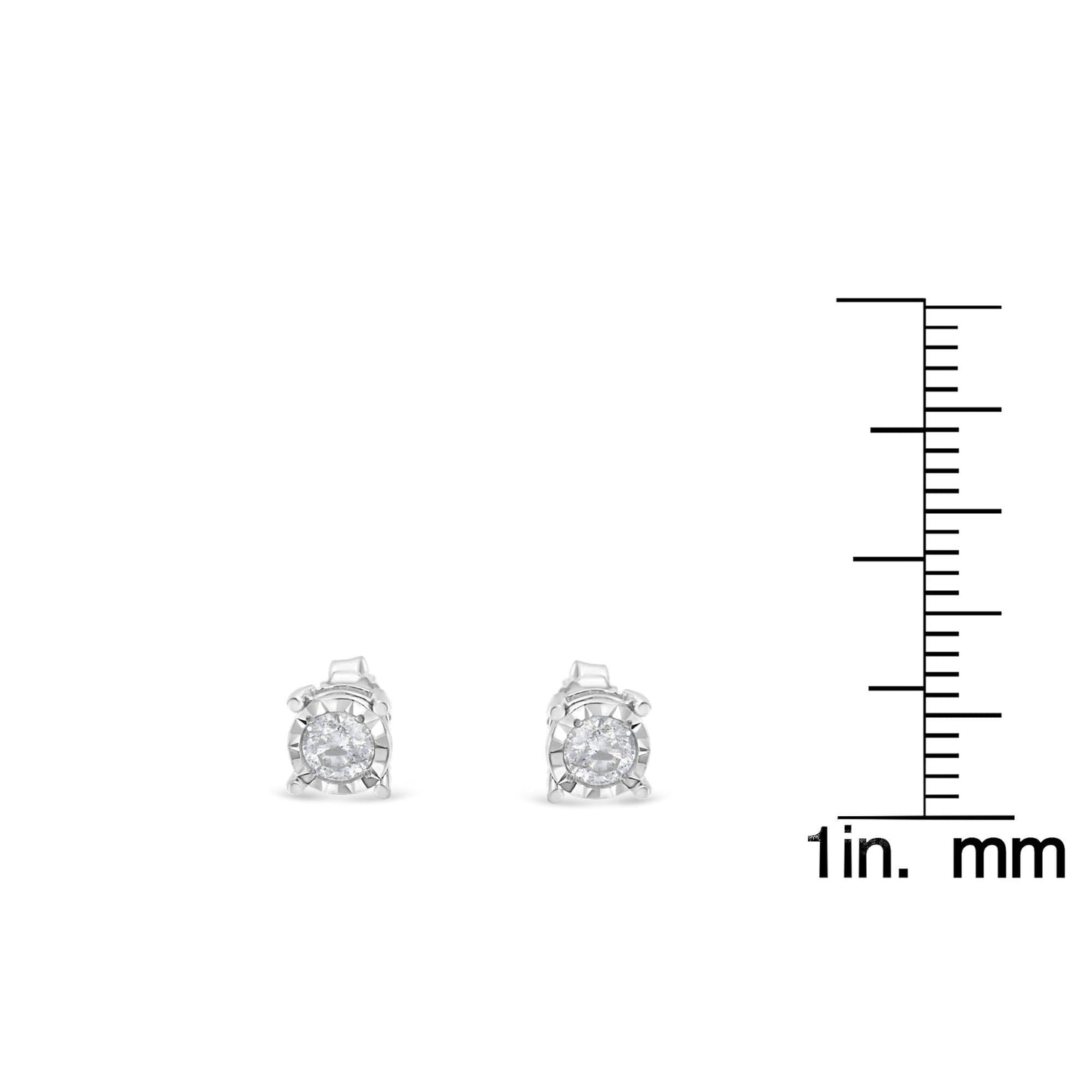 .925 Sterling Silver 1/2 Cttw Near Colorless Round Brilliant - Cut Diamond Miracle - Set Stud Earrings - Nobiliving