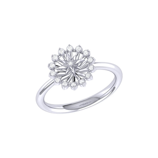 Starburst Diamond Ring in Sterling Silver - Handmade