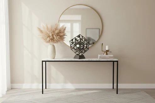 Metal Geo Cube Tabletop Sculpture