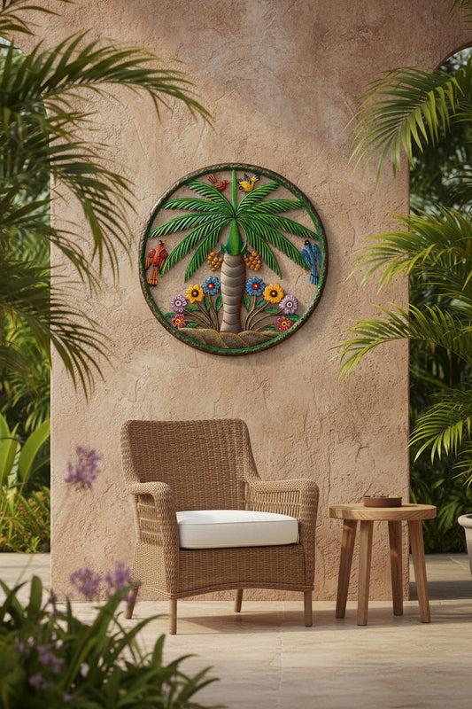 Painted Palm Wall Decor with Border