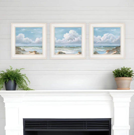 Set Of Three Beautiful Day Iii Iii White Framed Print Wall Art - Nobiliving