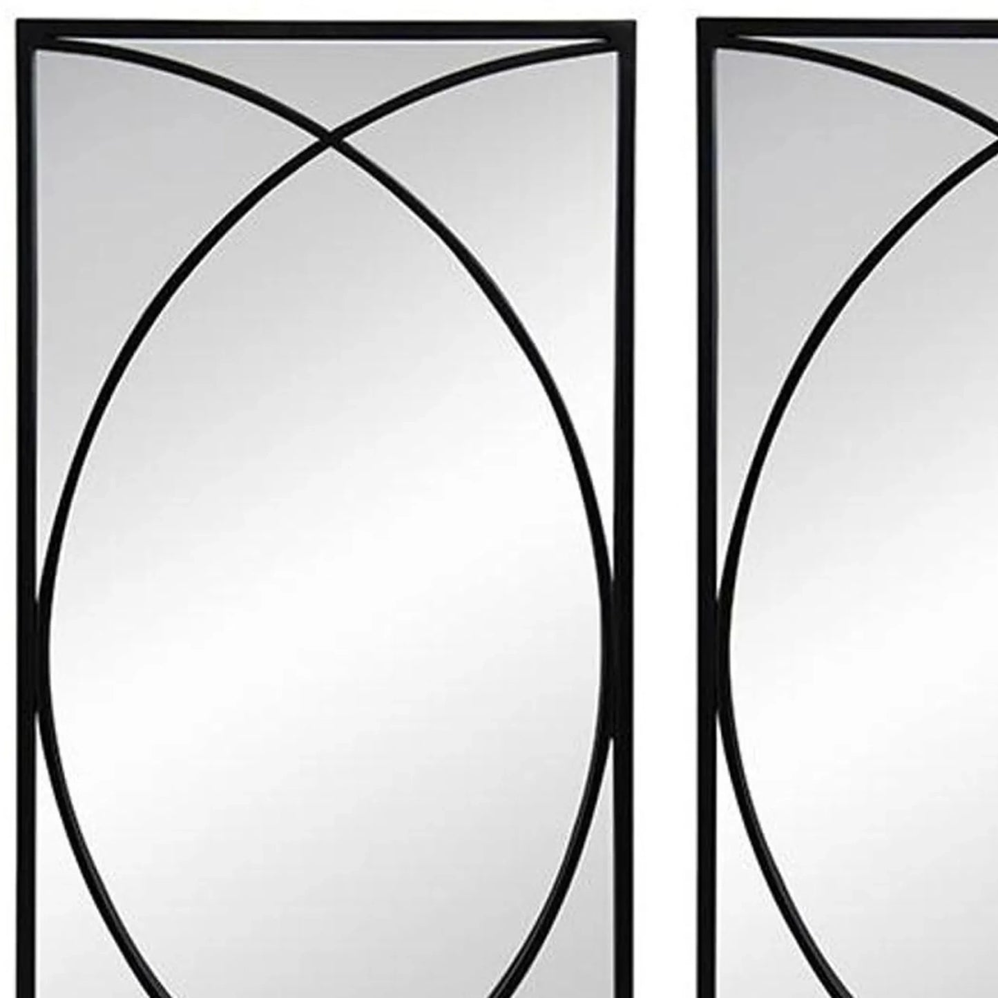 Set of Three Black Iron Framed Accent Mirror - Nobiliving