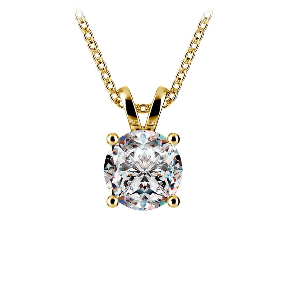0.5/ 0.75 Ctw Prong Set Round Diamond Pendant In White /Yellow Gold G - VS - nobiliving.com