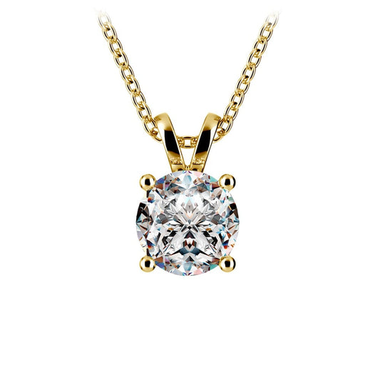 0.5/ 0.75 Ctw Prong Set Round Diamond Pendant In White /Yellow Gold G - VS - nobiliving.com