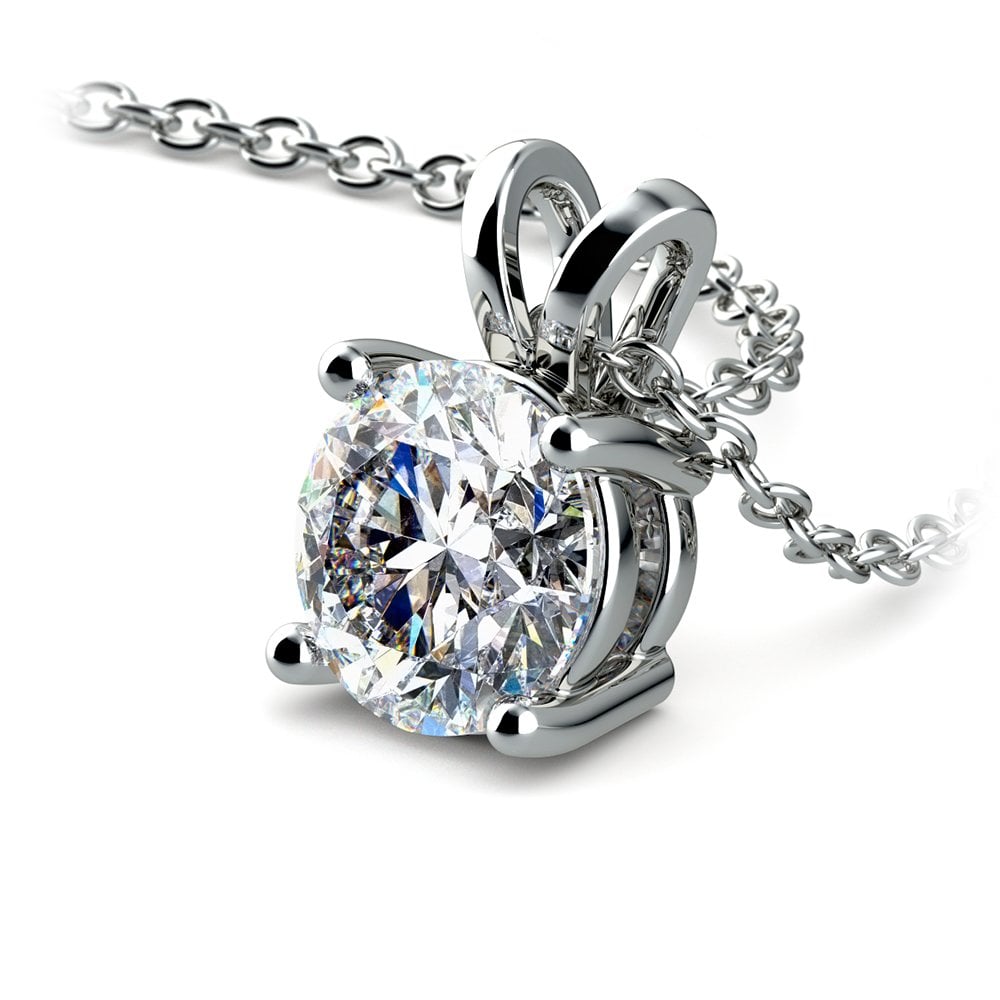 0.5/ 0.75 Ctw Prong Set Round Diamond Pendant In White /Yellow Gold G - VS - nobiliving.com
