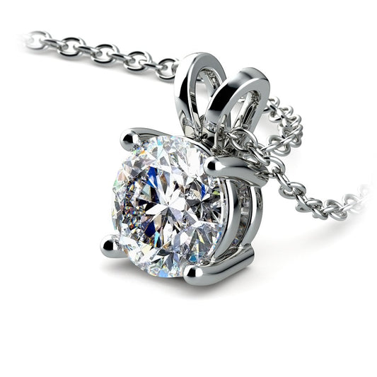 0.5/ 0.75 Ctw Prong Set Round Diamond Pendant In White /Yellow Gold G - VS - nobiliving.com