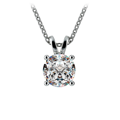 0.5/ 0.75 Ctw Prong Set Round Diamond Pendant In White /Yellow Gold G - VS - nobiliving.com