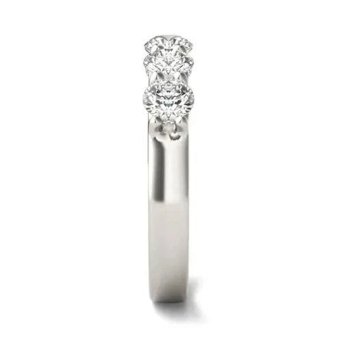 1 1/4 CTW Round Lab Grown Diamond Five Stone Anniversary Band 14K White Gold (G-VS)