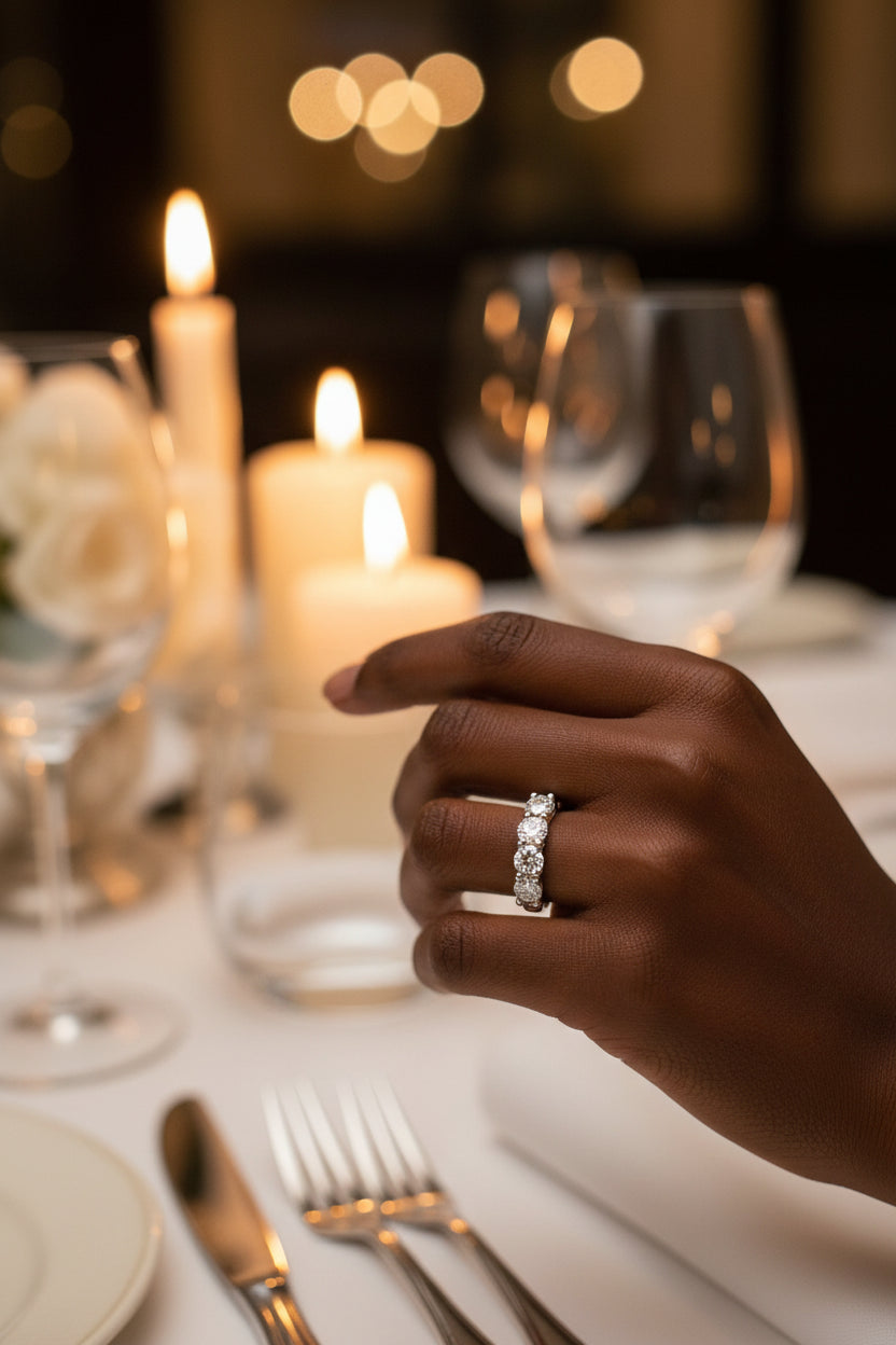 1 1/4 CTW Round Lab Grown Diamond Five Stone Anniversary Band 14K White Gold (G - VS) - Nobiliving