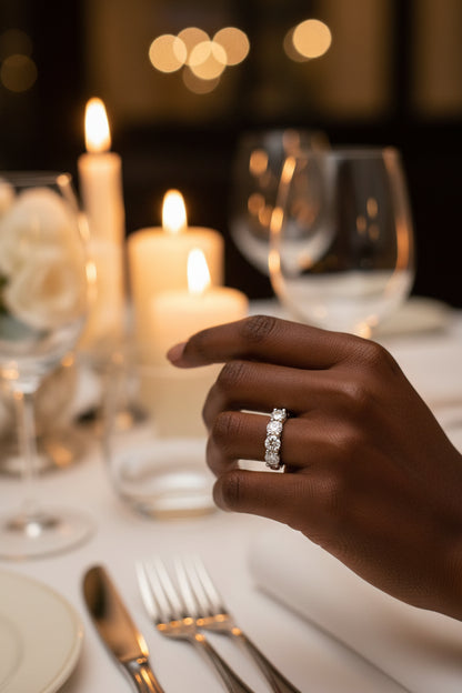 1 1/4 CTW Round Lab Grown Diamond Five Stone Anniversary Band 14K White Gold (G - VS) - Nobiliving