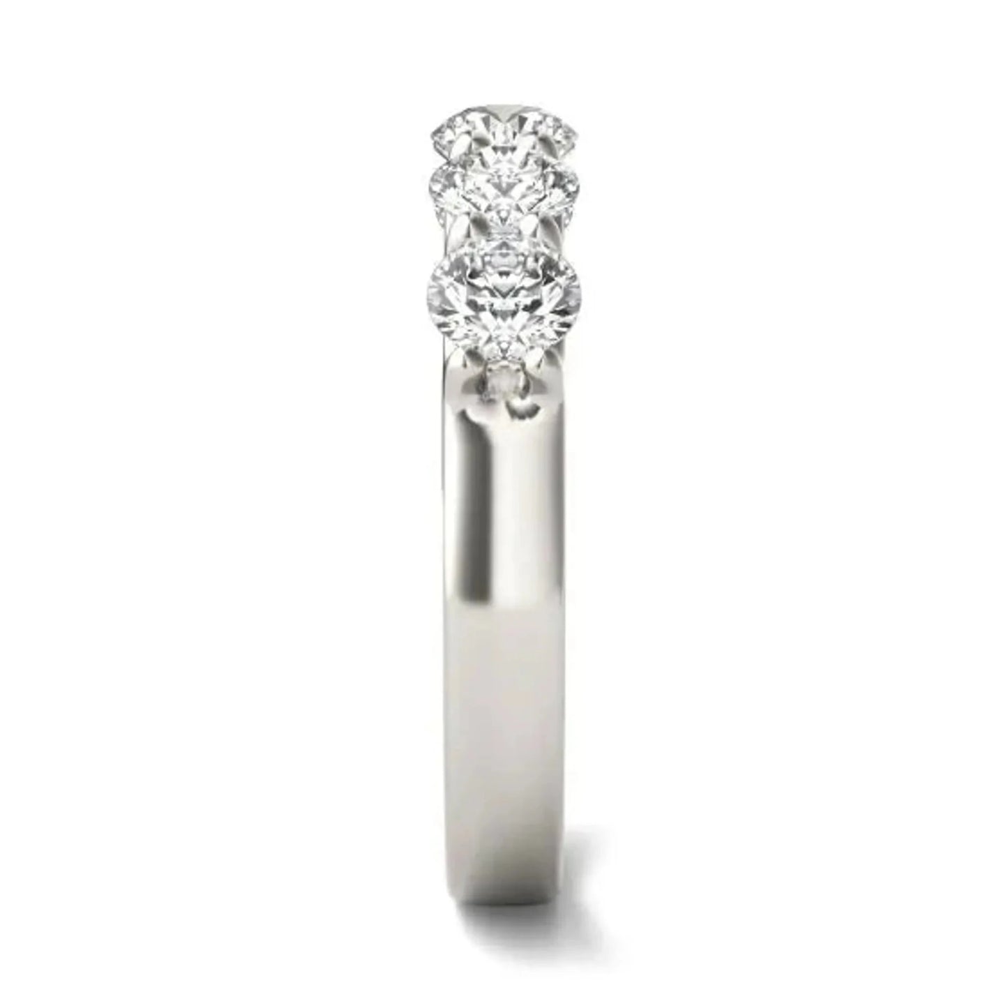 1 1/4 CTW Round Lab Grown Diamond Five Stone Anniversary Band 14K White Gold (G - VS) - Nobiliving