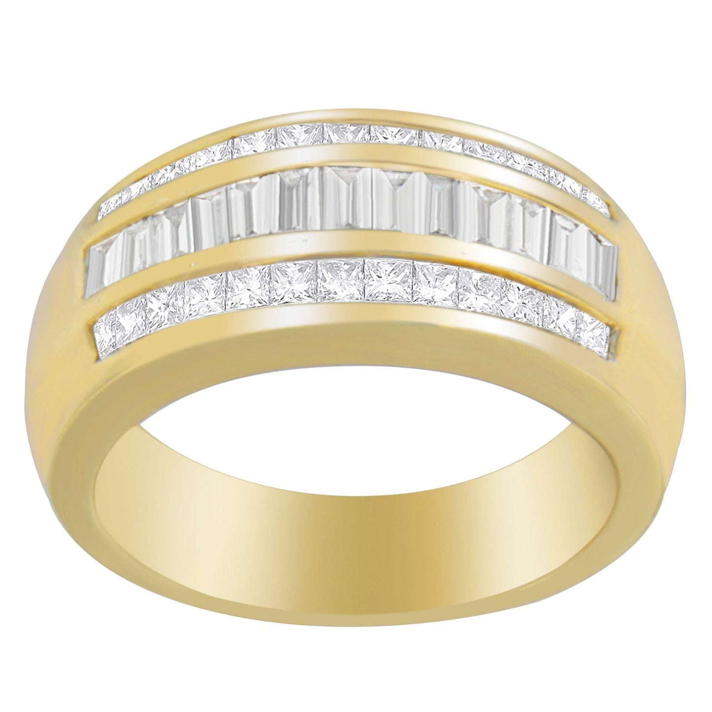 14K Yellow Gold 1ct. TDW Princess and Baguette-Cut Diamond Ring