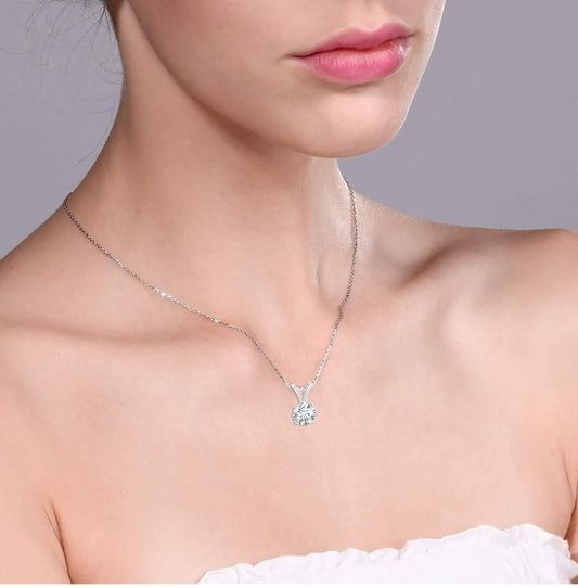 1.00 CTW AGI Certified Lab Grown Diamond Pendant - G/VS Clarity Round Cut 14K White or Yellow Gold - nobiliving.com