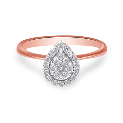 10K Rose Gold 3/8 Cttw Round - Cut Diamond Pear Promise Ring (I - J Color, I2 - I3 Clarity) - Nobiliving