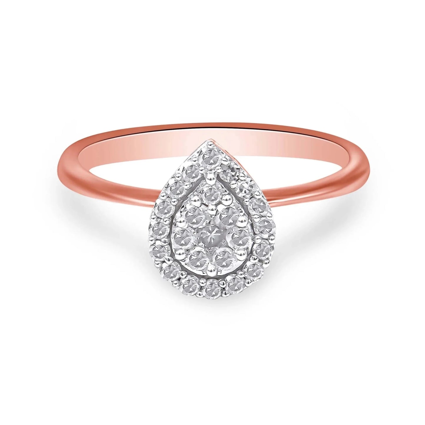 10K Rose Gold 3/8 Cttw Round - Cut Diamond Pear Promise Ring (I - J Color, I2 - I3 Clarity) - Nobiliving