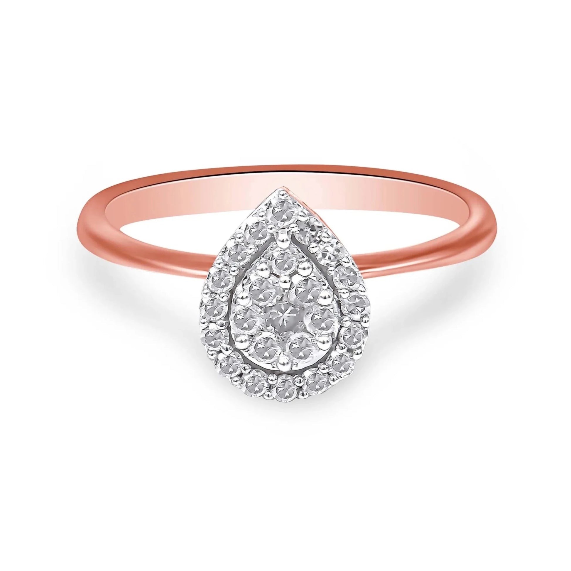 10K Rose Gold 3/8 Cttw Round - Cut Diamond Pear Promise Ring (I - J Color, I2 - I3 Clarity) - Nobiliving