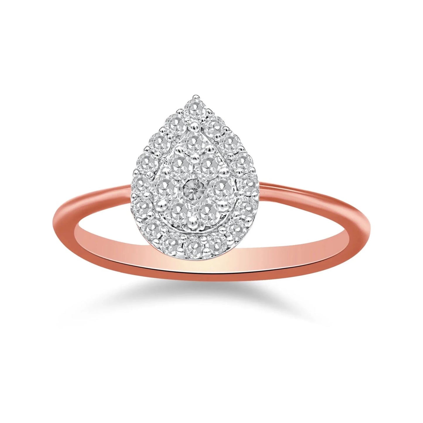 10K Rose Gold 3/8 Cttw Round - Cut Diamond Pear Promise Ring (I - J Color, I2 - I3 Clarity) - Nobiliving
