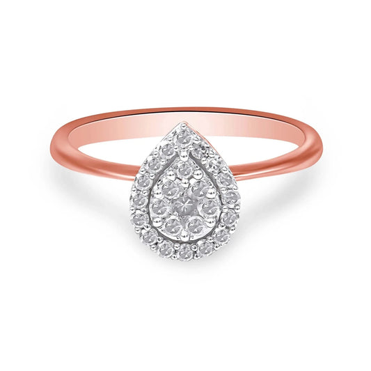 10K Rose Gold 3/8 Cttw Round - Cut Diamond Pear Promise Ring (I - J Color, I2 - I3 Clarity) - Nobiliving